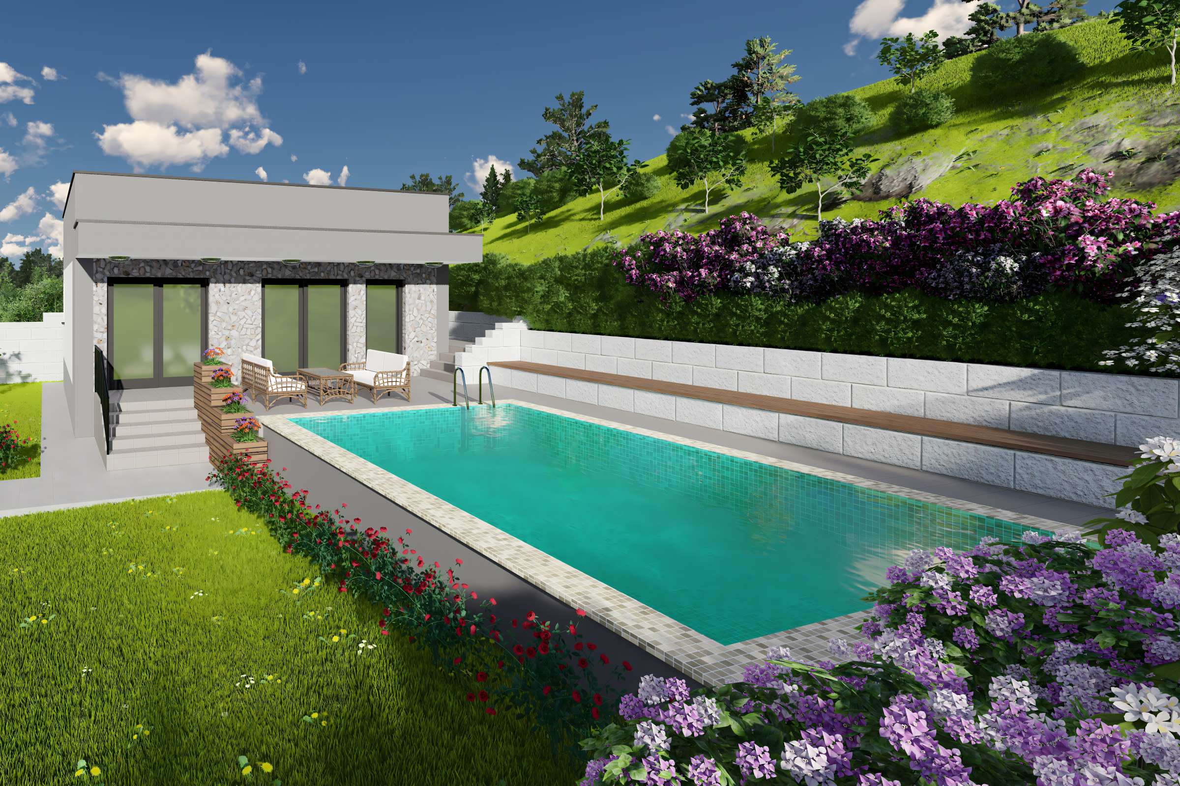 Constructie casa mediteraneana mica din zidarie bca 2 camere - design exterior imagine 4