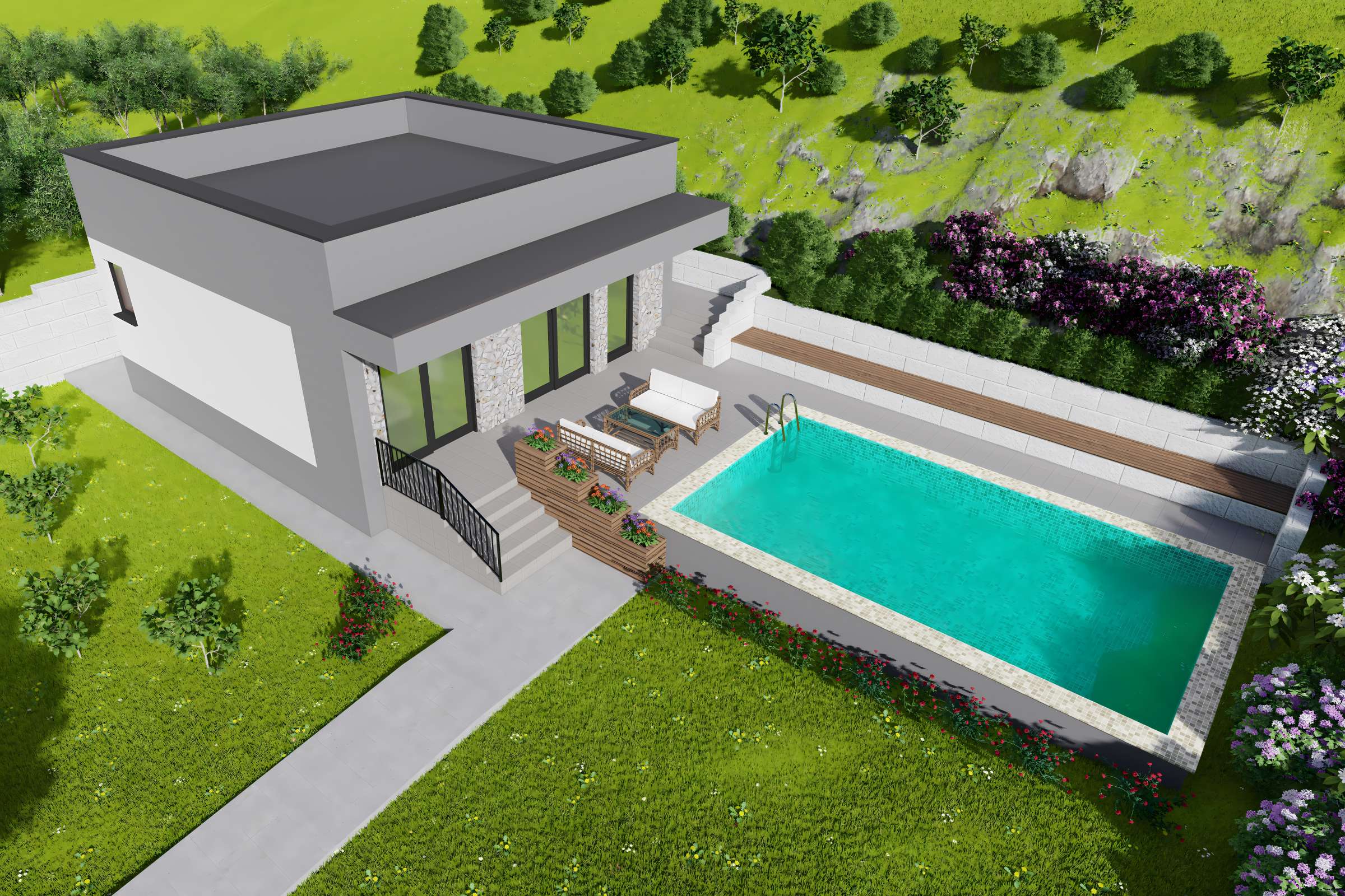 Constructie casa mediteraneana mica din zidarie bca 2 camere - design exterior imagine 13