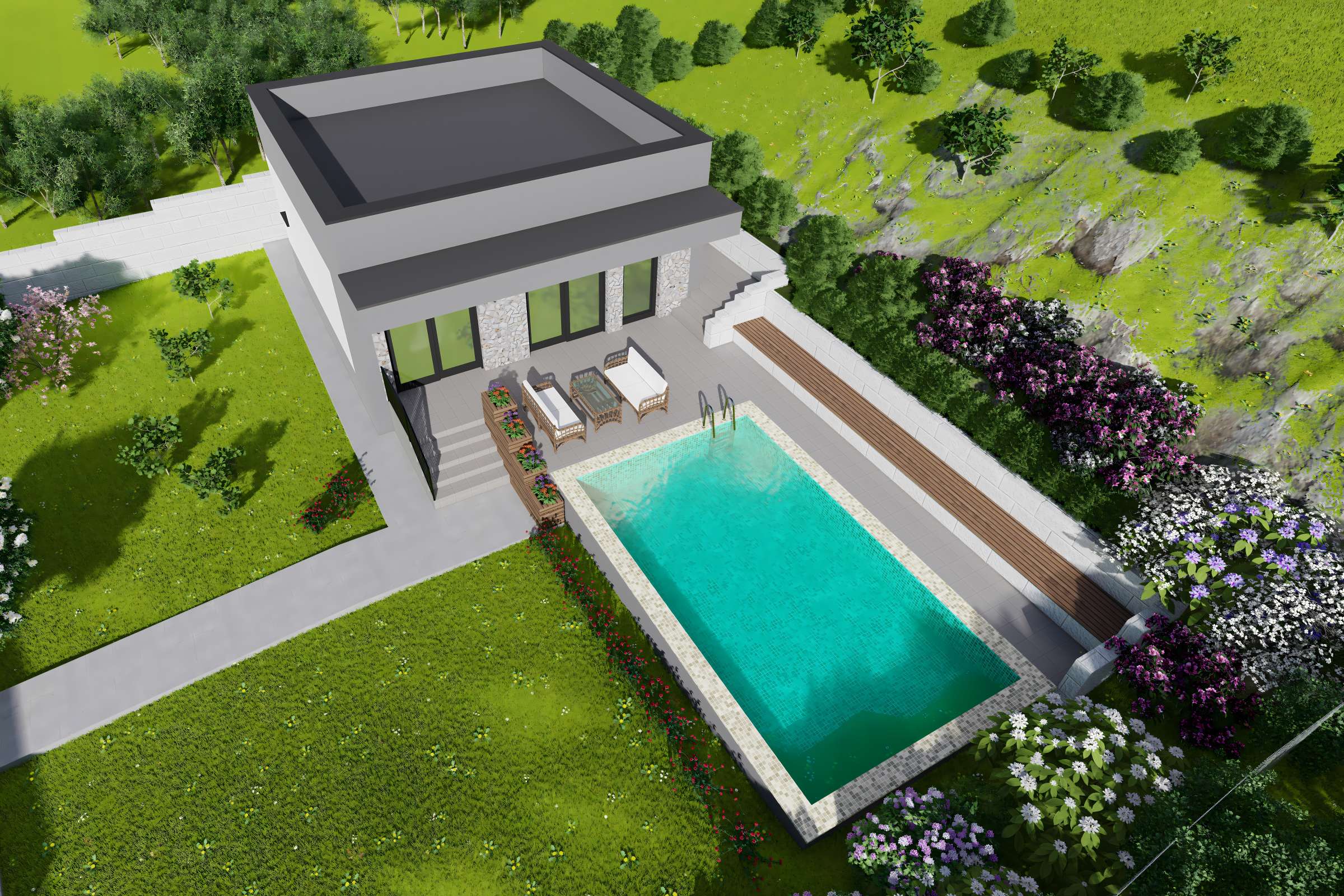 Constructie casa mediteraneana mica din zidarie bca 2 camere - design exterior imagine 14