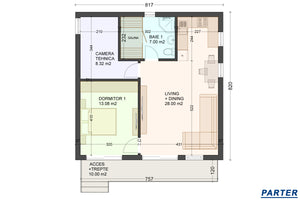 Constructie casa mediteraneana mica din zidarie bca 2 camere - compartimentare interioara thumbnail