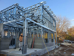 Constructie casa metalica placare exterioara cu fibrociment si vata bazaltica thumbnail