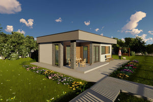 Constructie casa mica din caramida cu 2 camere zidarie 119 - fatada casei imagine 2 thumbnail