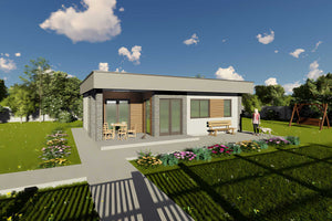Constructie casa mica din caramida cu 2 camere zidarie 119 - fatada casei imagine 3 thumbnail