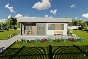 Constructie casa mica din caramida cu 2 camere zidarie 119 - fatada casei imagine 4 thumbnail