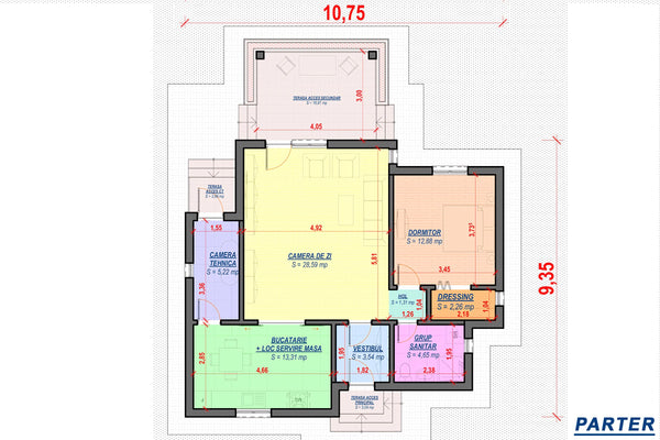 Constructie casa mica din caramida de 110 mp zidarie 108-049 - planul casei