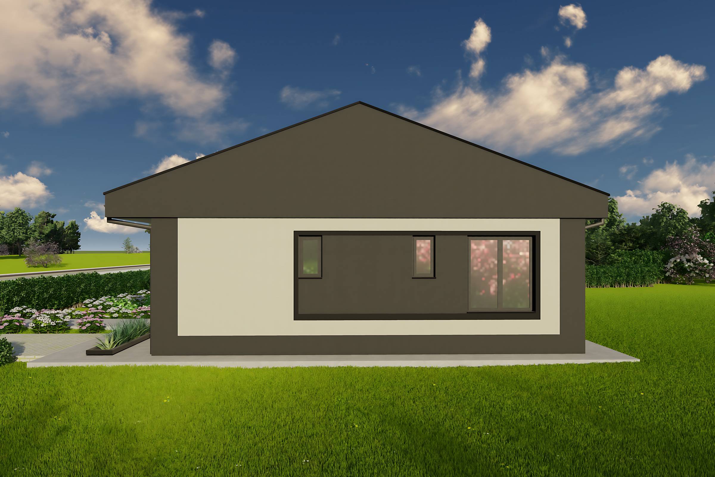 Design constructie casa parter 120mp zidarie din bca cu 3 camere imagine 5