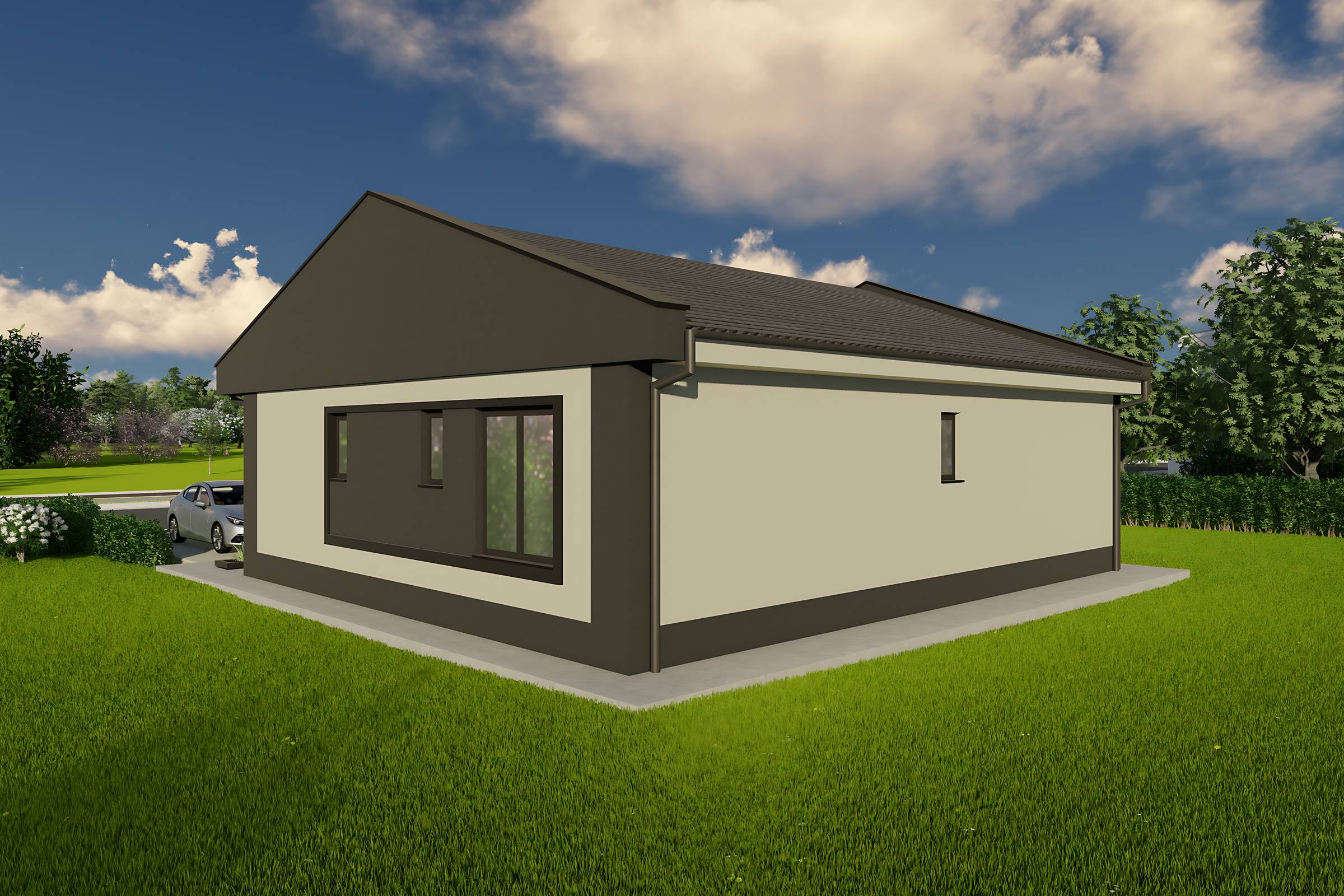 Design constructie casa parter 120mp zidarie din bca cu 3 camere imagine 6