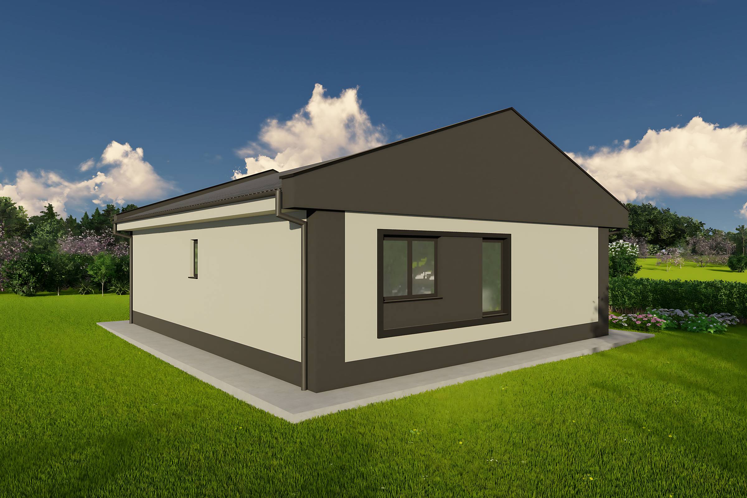 Design constructie casa parter 120mp zidarie din bca cu 3 camere imagine 8