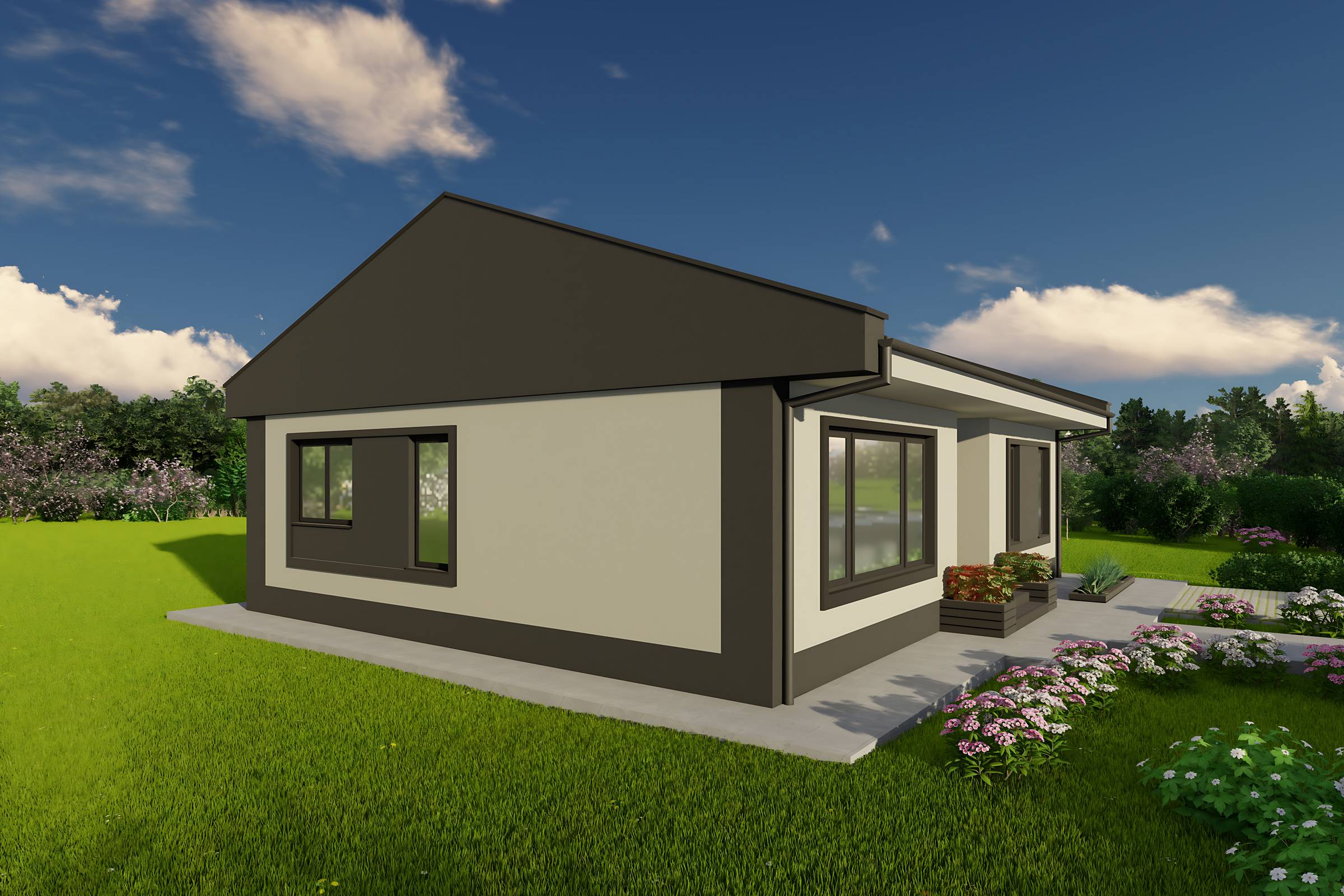 Design constructie casa parter 120mp zidarie din bca cu 3 camere imagine 10