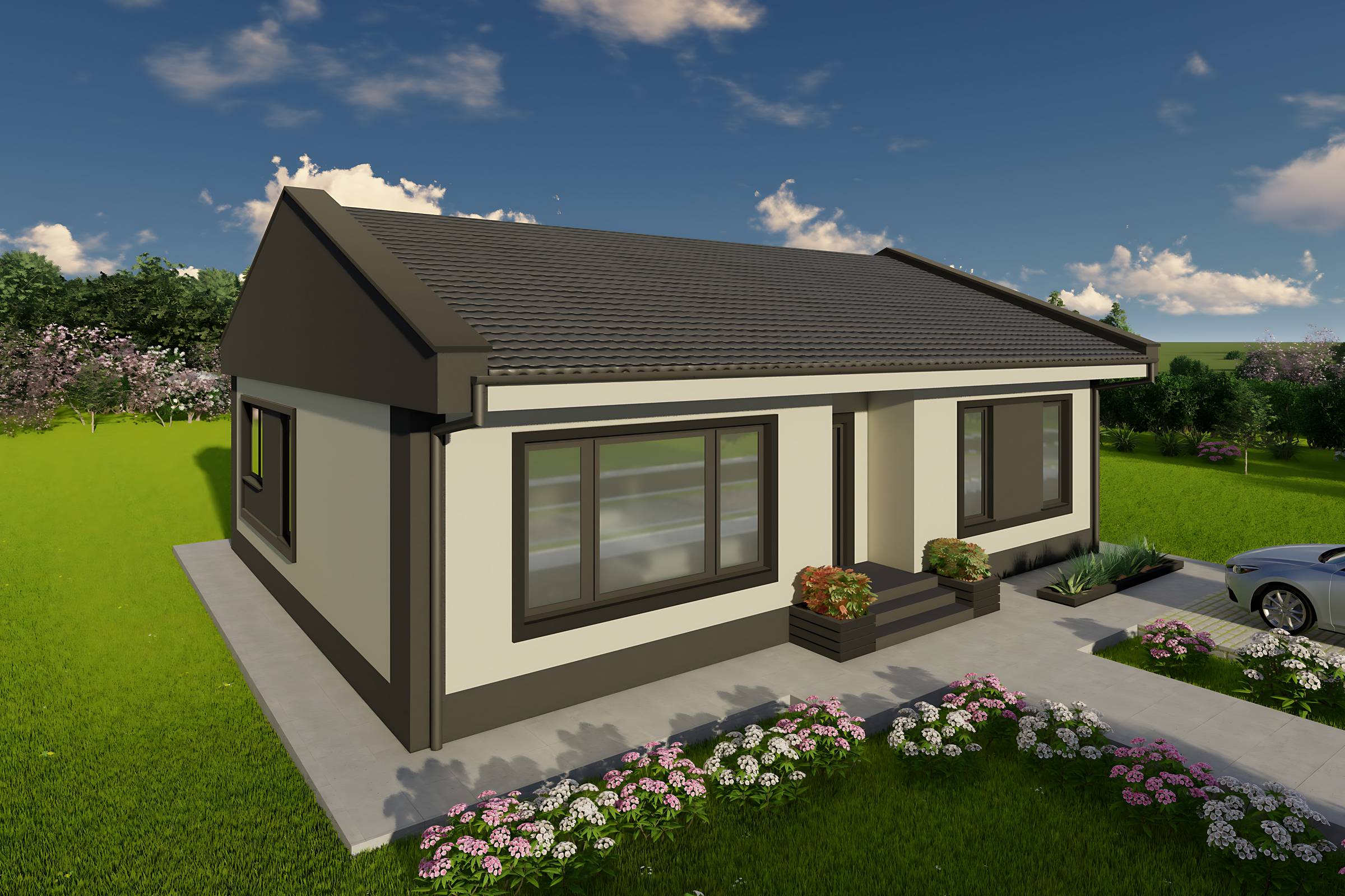 Design constructie casa parter 120mp zidarie din bca cu 3 camere imagine 13