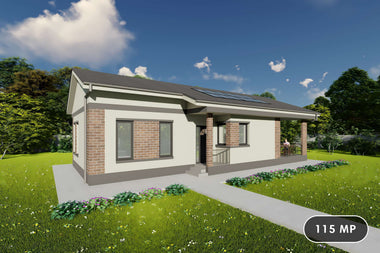 Constructie casa parter 2 dormitoare din zidarie bca 115mp - designul exterior al casei poza 1