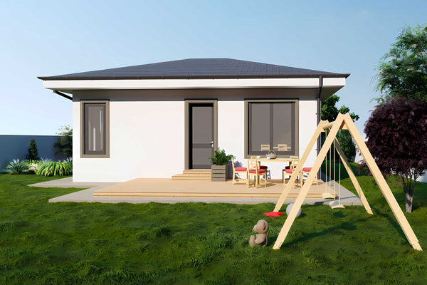 Constructie casa parter 3 camere si 2 bai zidarie 110 mp 112 - imagine din exterior a casei 5