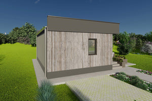 Constructie casa pe zidarie mica 1 dormitor 60mp de caramida - perspectiva 3d poza 7 thumbnail