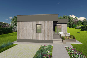 Constructie casa pe zidarie mica 1 dormitor 60mp de caramida - perspectiva 3d poza 8 thumbnail