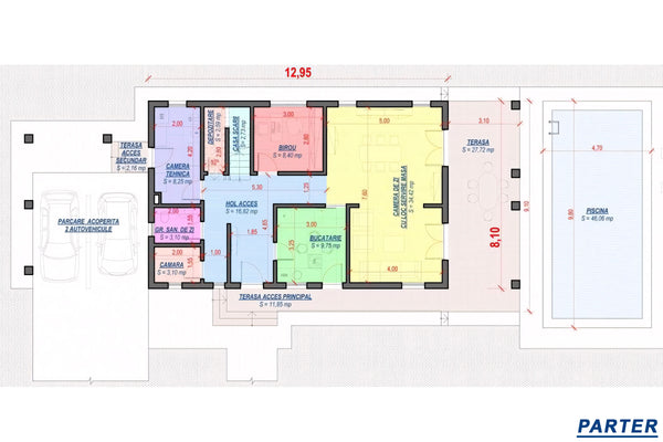 Constructie casa spatioasa din caramida zidarie 2 etaje 007 - schita parter