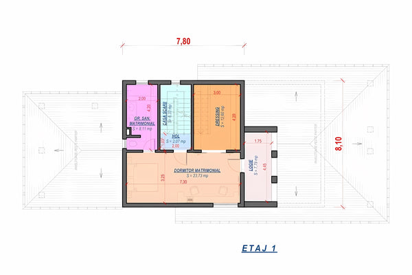 Constructie casa spatioasa din caramida zidarie 2 etaje 007 - schita etaj 1