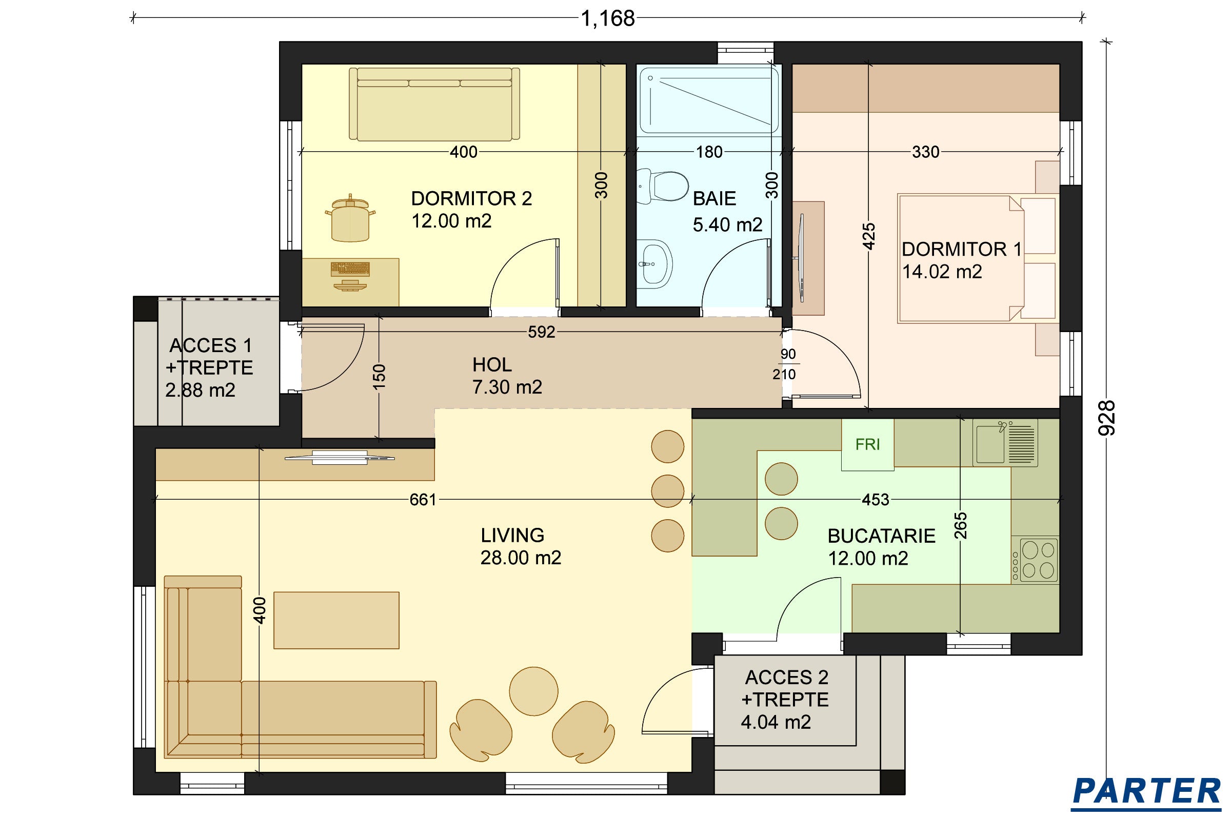 Constructie casa zidarie bca fara etaj 2 dormitoare de 100mp - schita casa in stil mediteranean imagine 13