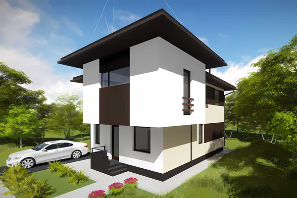 Constructie casa zidarie caramida cu etaj 3 dormitoare 023 - design modern casa 3d imagine 4