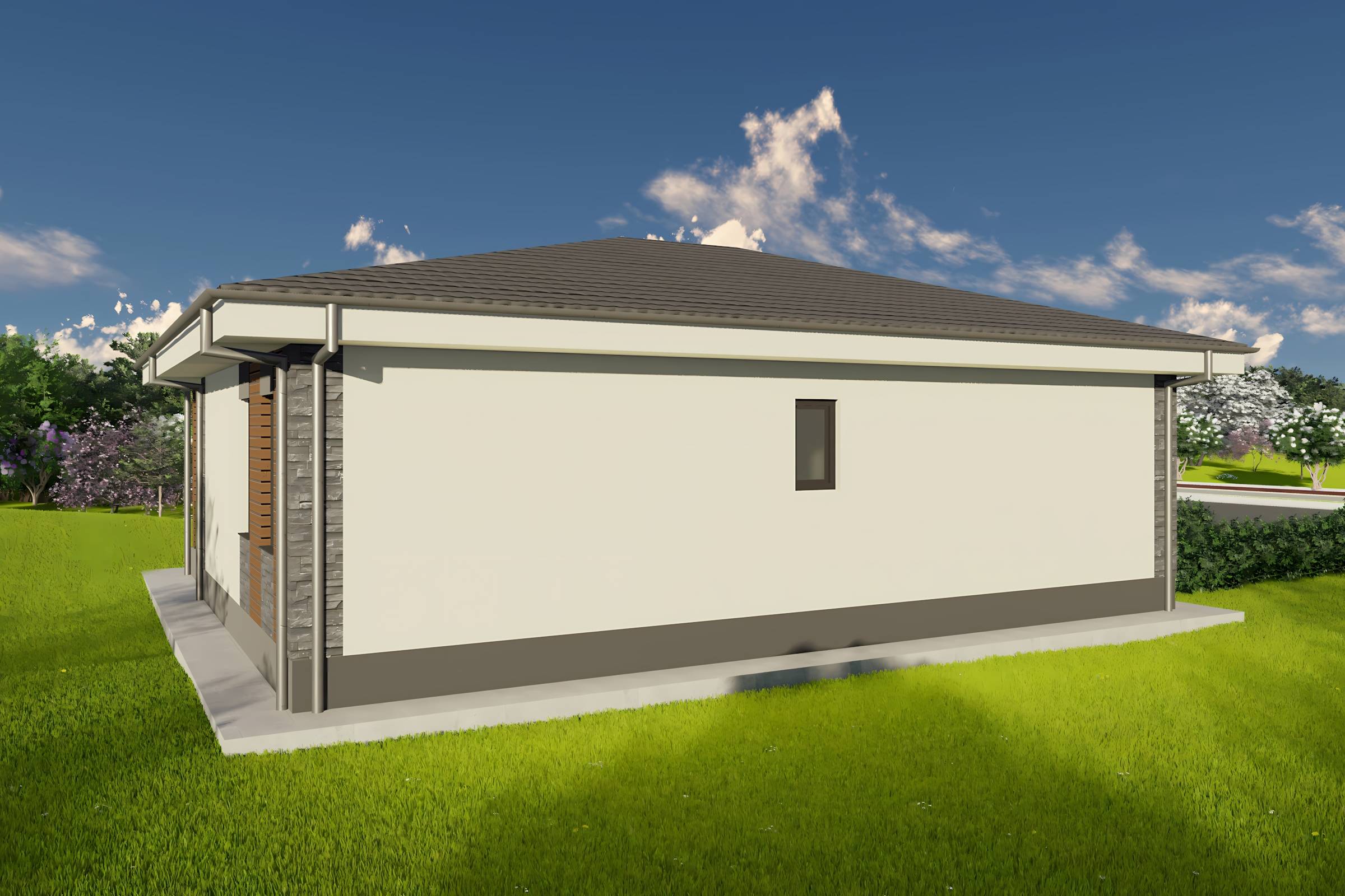 Constructie casa zidarie caramida moderna cu 3 camere 110 mp - casa cu placari decorative 18