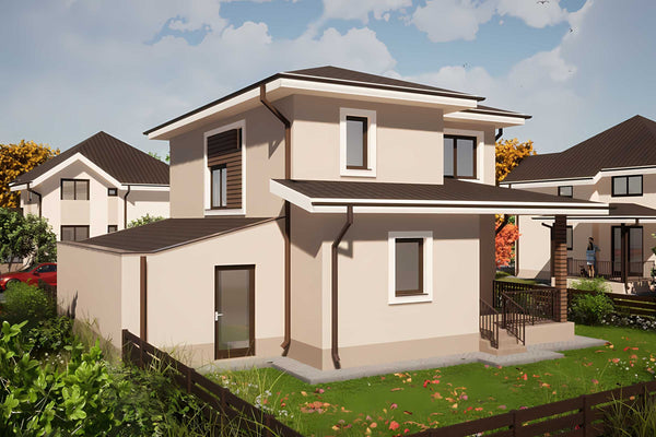 Constructie casa zidarie cu etaj din bca 200mp cu 5 camere - cum arata casa pe exterior imagine 6