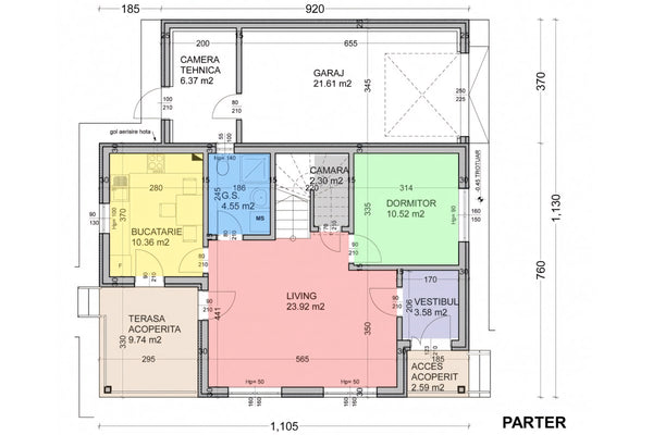 Constructie casa zidarie cu etaj din bca 200mp cu 5 camere - cum arata casa pe interior - plan parter