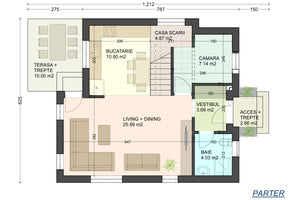 Constructie casa zidarie cu etaj din caramida de 150 mp 115 - plan parter thumbnail