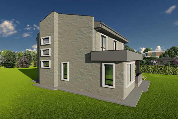 Constructie casa zidarie de bca cu etaj si 5 camere 240 mp - casa cu placari ceramice gri imagine 9