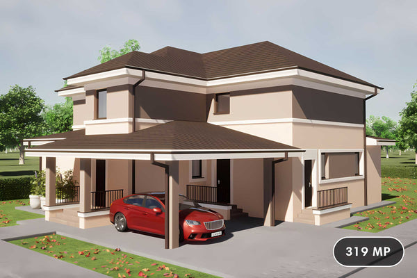 Constructie casa zidarie din BCA garaj acoperit 300 mp 111 - foto 3D exterior 1