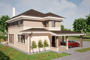 Constructie casa zidarie din BCA garaj acoperit 300 mp 111 - foto 3D exterior 5 thumbnail
