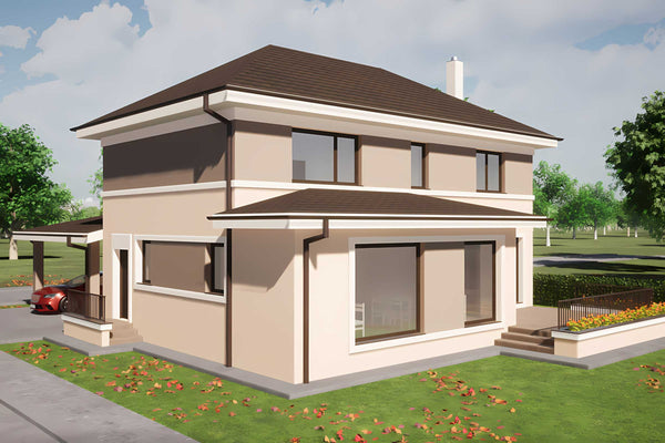 Constructie casa zidarie din BCA garaj acoperit 300 mp 111 - foto 3D exterior 6