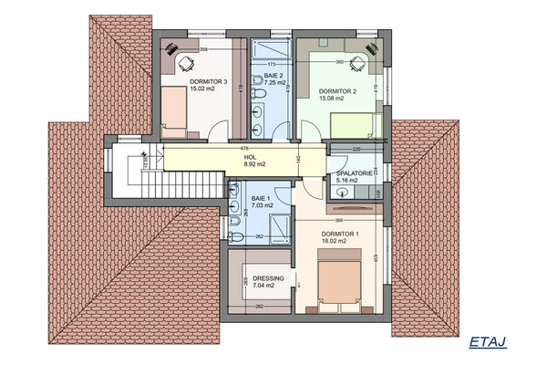 Constructie casa zidarie din BCA garaj acoperit 300 mp 111 - schite etaj