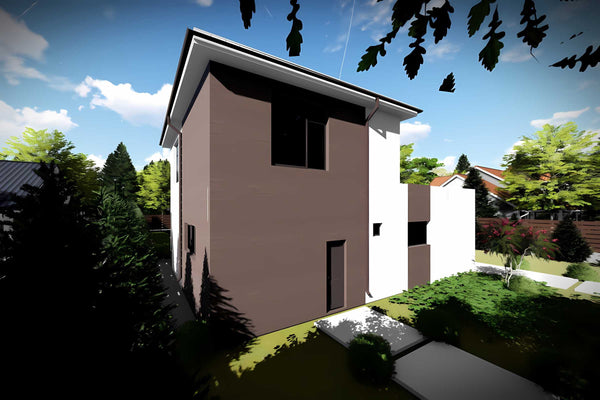 Constructie casa zidarie din BCA sau caramida cu etaj 200 mp - vedere exterior casa 3D imagine 5