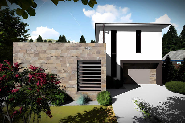 Constructie casa zidarie din BCA sau caramida cu etaj 200 mp - vedere exterior casa 3D imagine 7