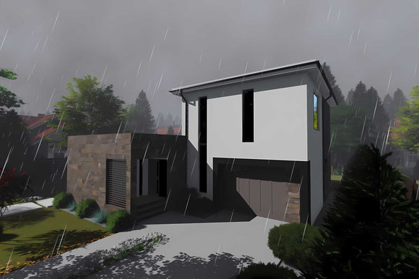 Constructie casa zidarie din BCA sau caramida cu etaj 200 mp - vedere exterior casa 3D imagine 8