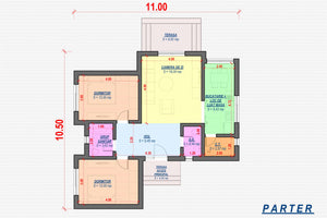 Constructie casa zidarie din caramida 100 mp 3 camere 2 bai - planuri parter thumbnail