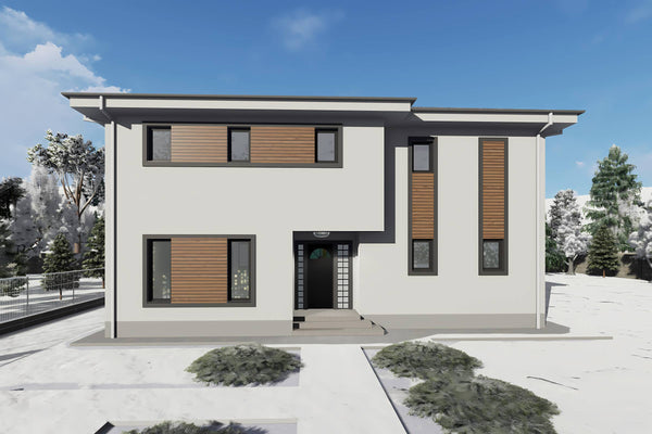 Constructie casa zidarie din caramida cu 5 camere si 4 bai - design fatada casa moderna poza 3