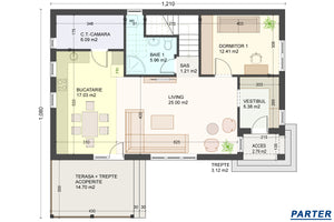 Constructie casa zidarie din caramida cu etaj 200mp 212-127 - schita casa la parter thumbnail