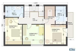 Constructie casa zidarie din caramida cu etaj 200mp 212-127 - schita casa la etaj thumbnail