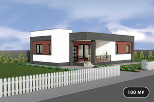 Constructie casa zidarie din caramida la 100 mp 2 dormitoare - design casa stil mediteranean imagine 1 thumbnail