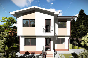Constructie casa zidarie din caramida moderna cu etaj 140 mp -  vedere 3d casa imagine 5 thumbnail