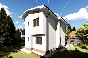 Constructie casa zidarie din caramida moderna cu etaj 140 mp -  vedere 3d casa imagine 7 thumbnail