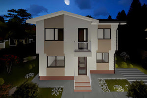 Constructie casa zidarie din caramida moderna cu etaj 140 mp -  vedere 3d casa imagine 11 thumbnail