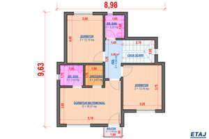 Constructie casa zidarie din caramida moderna cu etaj 140 mp -  plan 2d casa etaj thumbnail