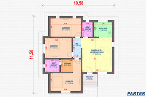 Constructie casa zidarie fara etaj moderna BCA model 104-068 - schite casa imagine thumbnail