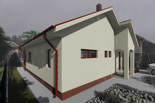 Constructie casa zidarie mica BCA sau caramida cu terasa 090 - design 3d casa imagine 8