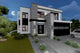 Constructie casa zidarie moderna cu garaj dublu 5 camere 062 - model casa exterior cu piatra imagine 11