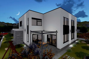 Constructie casa zidarie moderna cu garaj dublu 5 camere 062 - model casa exterior cu piatra imagine 12 thumbnail