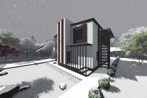 Constructie casa zidarie moderna pe 2 nivele 4 camere garaj - vedere 3D exterior casa cu piscina poza 10 thumbnail