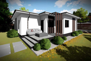 Constructie casa zidarie parter caramida 100 mp 100-078 - fatada casei imagine 5 thumbnail