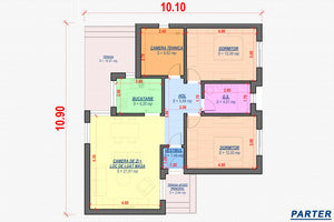 Constructie casa zidarie parter caramida 100 mp 100-078 - plan casa parter thumbnail